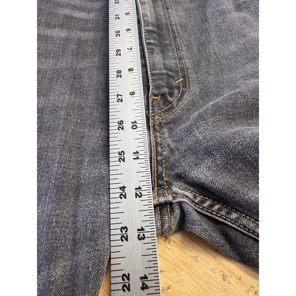 Levis 505 Regular Fit Straight Leg Black Denim Distressed Stretch Men's 40x30‎